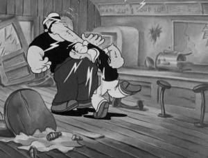Popeye has trouble controlling his emotions.